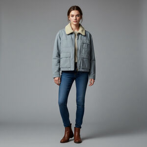 American Eagle NWT Sherpa Collar Utility Jacket Large